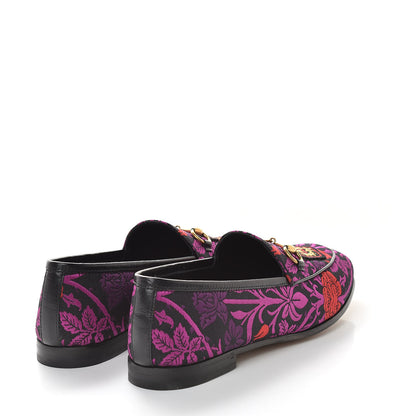 Gucci Jacquard Floral Womens Horsebit Jordaan Loafers 37 Black Begonia 4 of 10