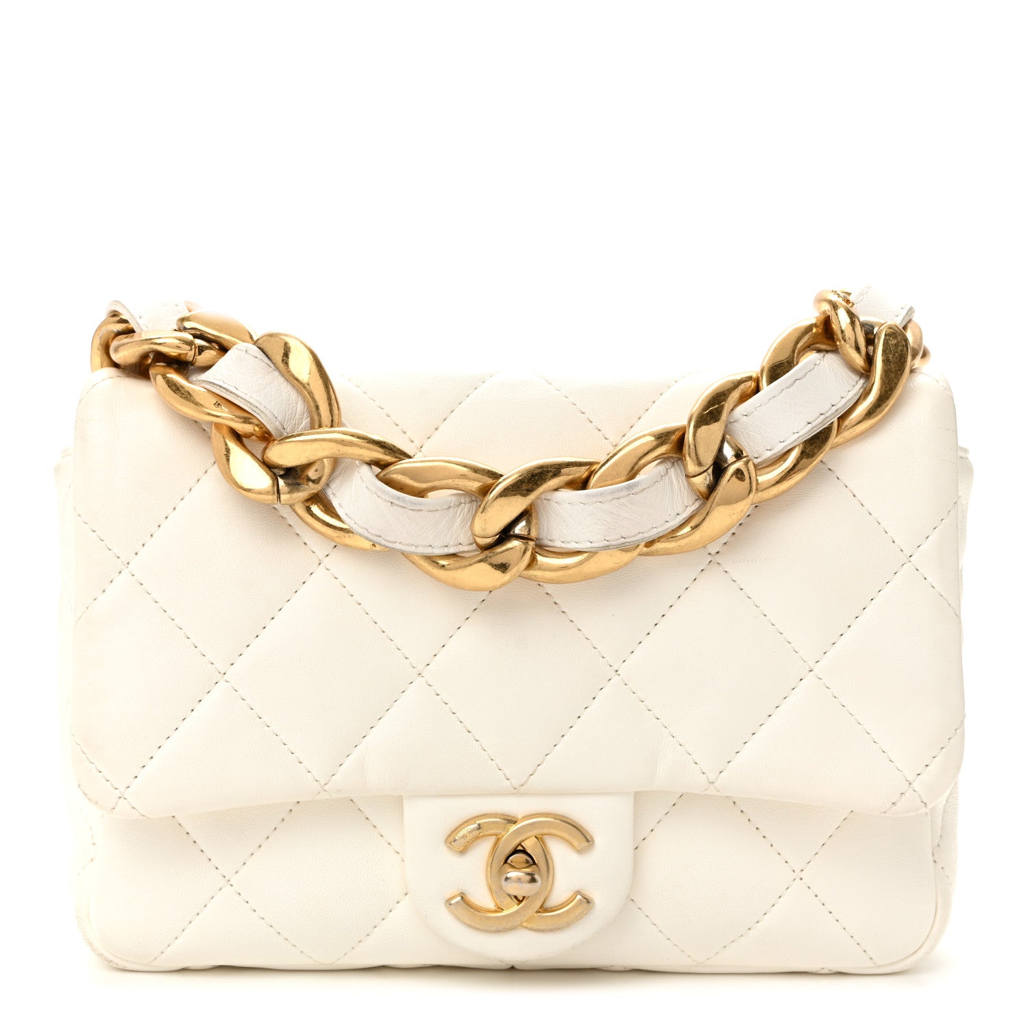 Chanel Lambskin Quilted Small CC Funky Town Flap White 1 of 12