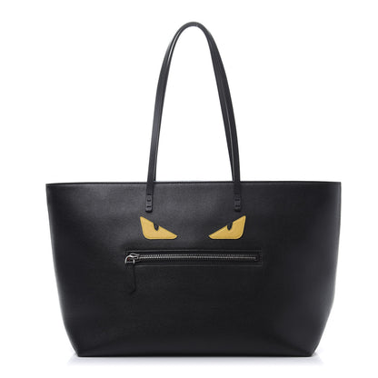 Fendi Vitello Elite Cuoio Monster Buggies Medium Roll Tote Black Multicolor Blue Cobalto 1 of 10