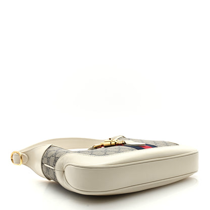 Gucci GG Supreme Monogram Azalea Calfskin Web Small Jackie 1961 Hobo Beige Ebony Mystic White 4 of 9
