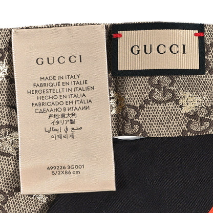 Gucci Silk Twill GG Monogram GG Bee Neck Bow Scarf Black Red 3 of 3