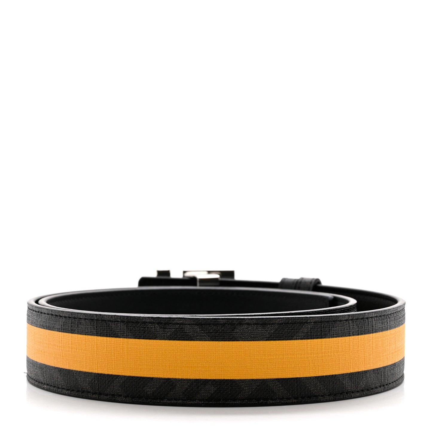 Glazed Fabric FF Buckle Reversible Belt 85 34 Black