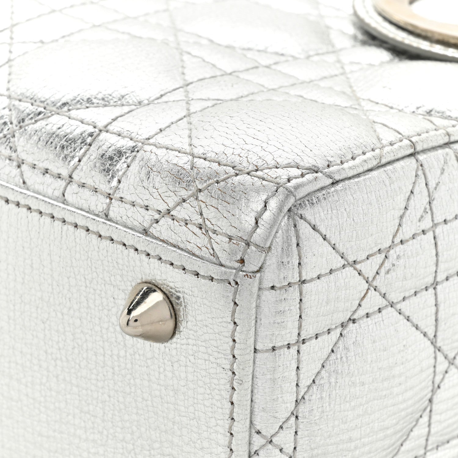 Christian Dior Metallic Grained Calfskin Cannage Small Lucky Badges My Lady Dior Silver 14 of 17