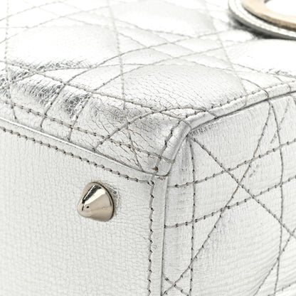 Christian Dior Metallic Grained Calfskin Cannage Small Lucky Badges My Lady Dior Silver 14 of 17