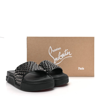 Christian Louboutin Calfskin Studded Pool Fun Platform Flat Slide Sandals 40 Black 9 of 9