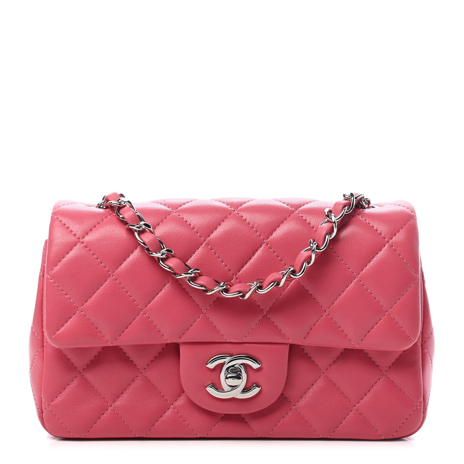 Chanel Lambskin Quilted Mini Rectangular Flap Pink 1 of 9