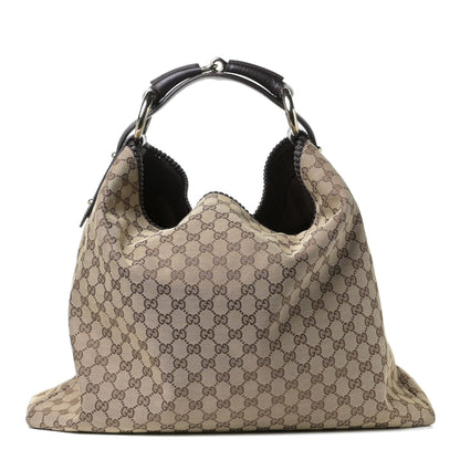 Gucci Monogram Large Horsebit Chain Hobo Dark Brown 1 of 10