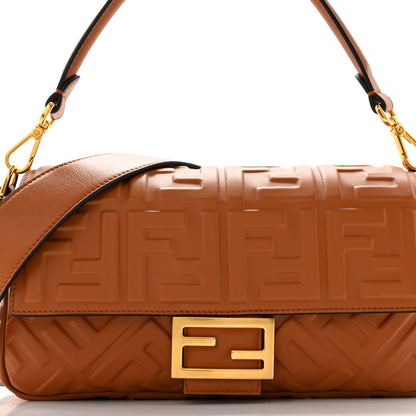 Fendi Nappa FF 1974 Embossed Baguette Brandy 7 of 9