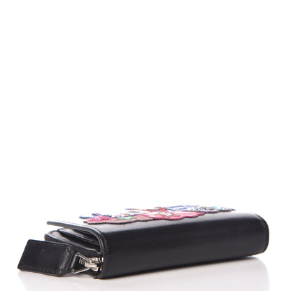 Saint Laurent Calfskin Love Patchwork Compact Zip Around Wallet Black 4 of 12