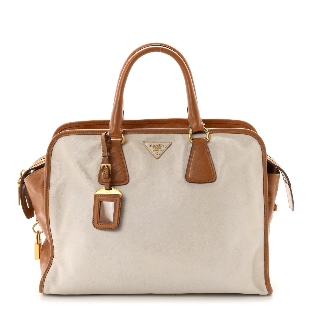 Saffiano Bi-Color Tote Talco Caramel