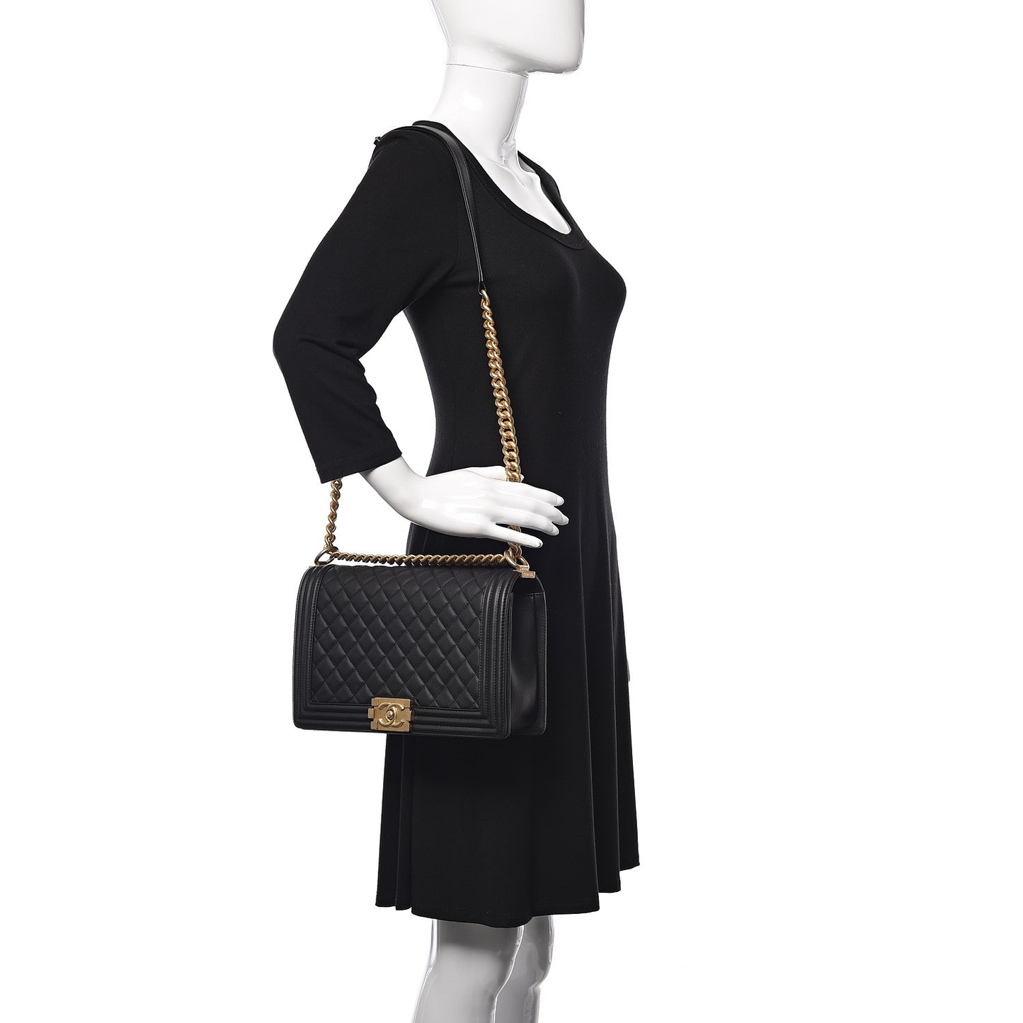 Calfskin Quilted New Medium Boy Flap Black