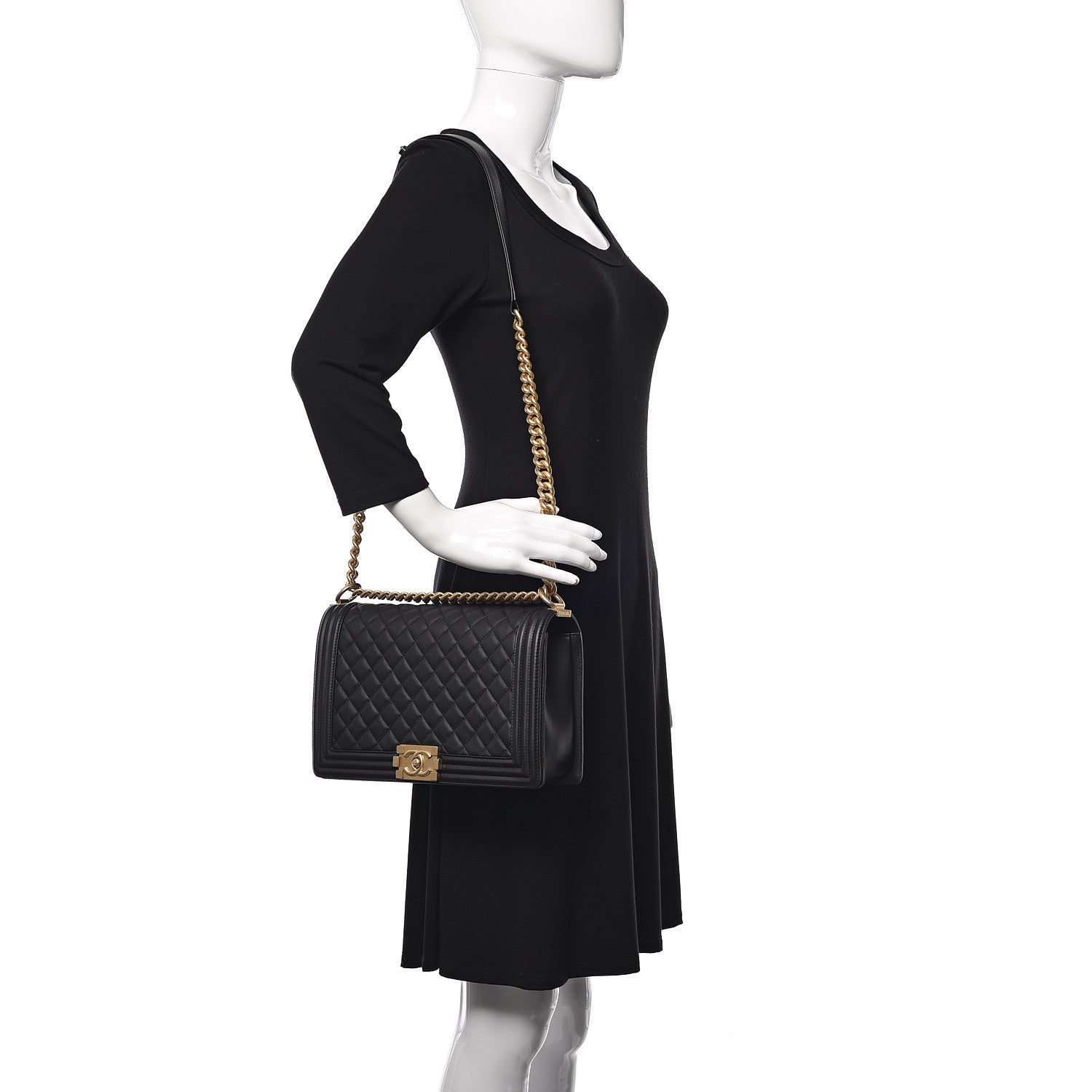 Chanel Calfskin Quilted New Medium Boy Flap Black 2 of 9