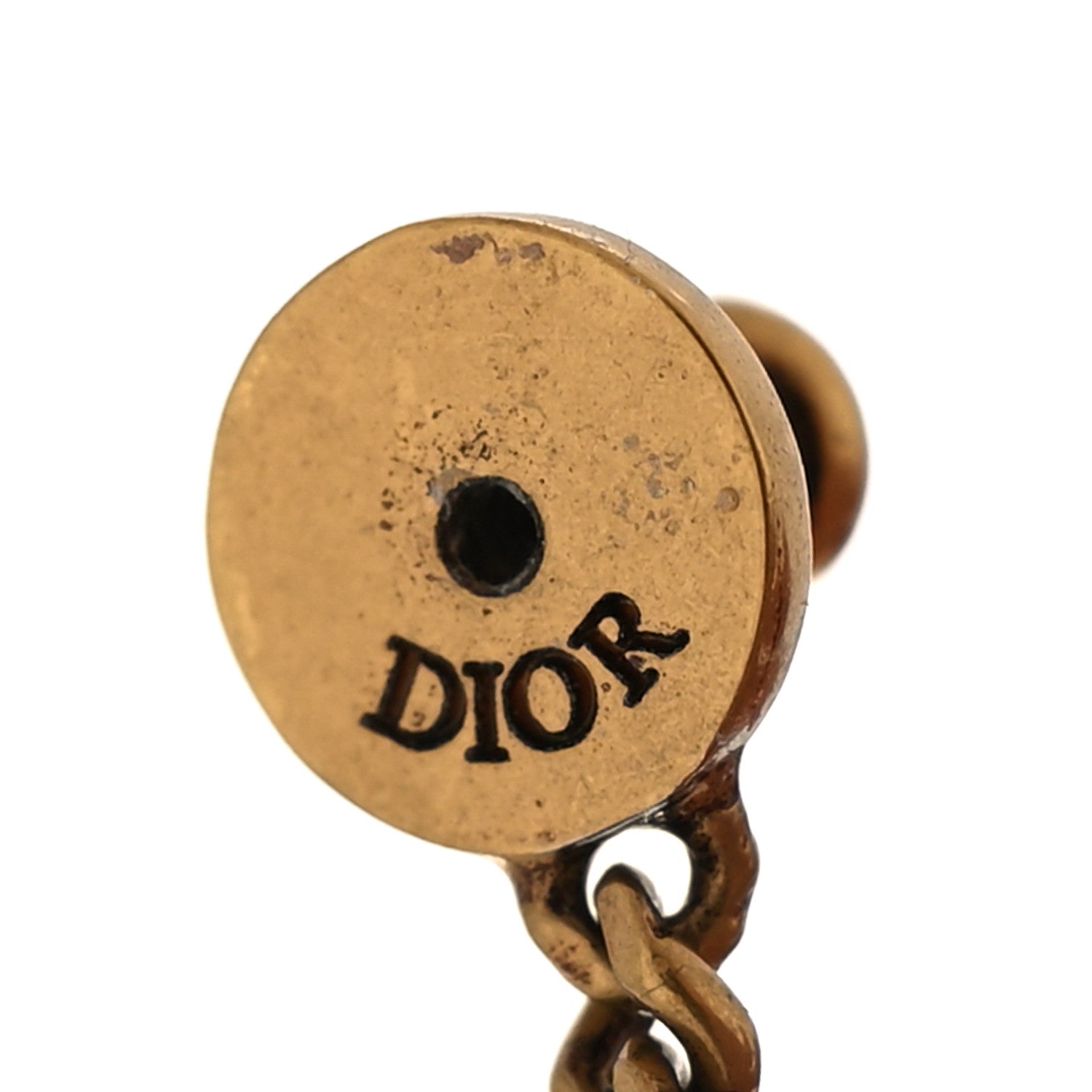 Christian Dior Crystal Metal Logo Dio(r)evolution Earring Aged Gold 4 of 4