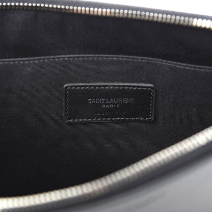Saint Laurent Calfskin Embroidered iPad Pouch Black 8 of 10
