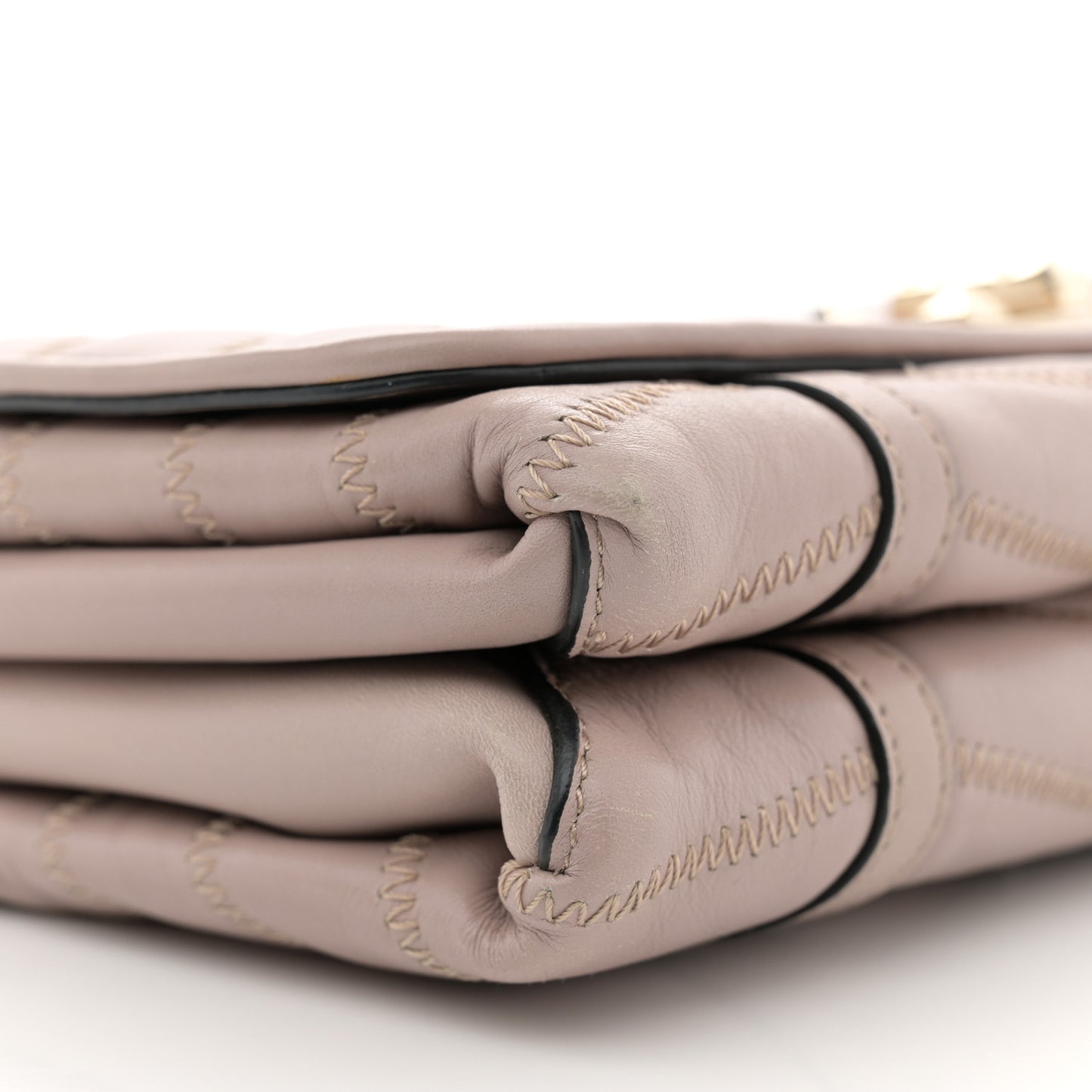 Lambskin Chevron Quilted Rockstud Shoulder Bag Poudre