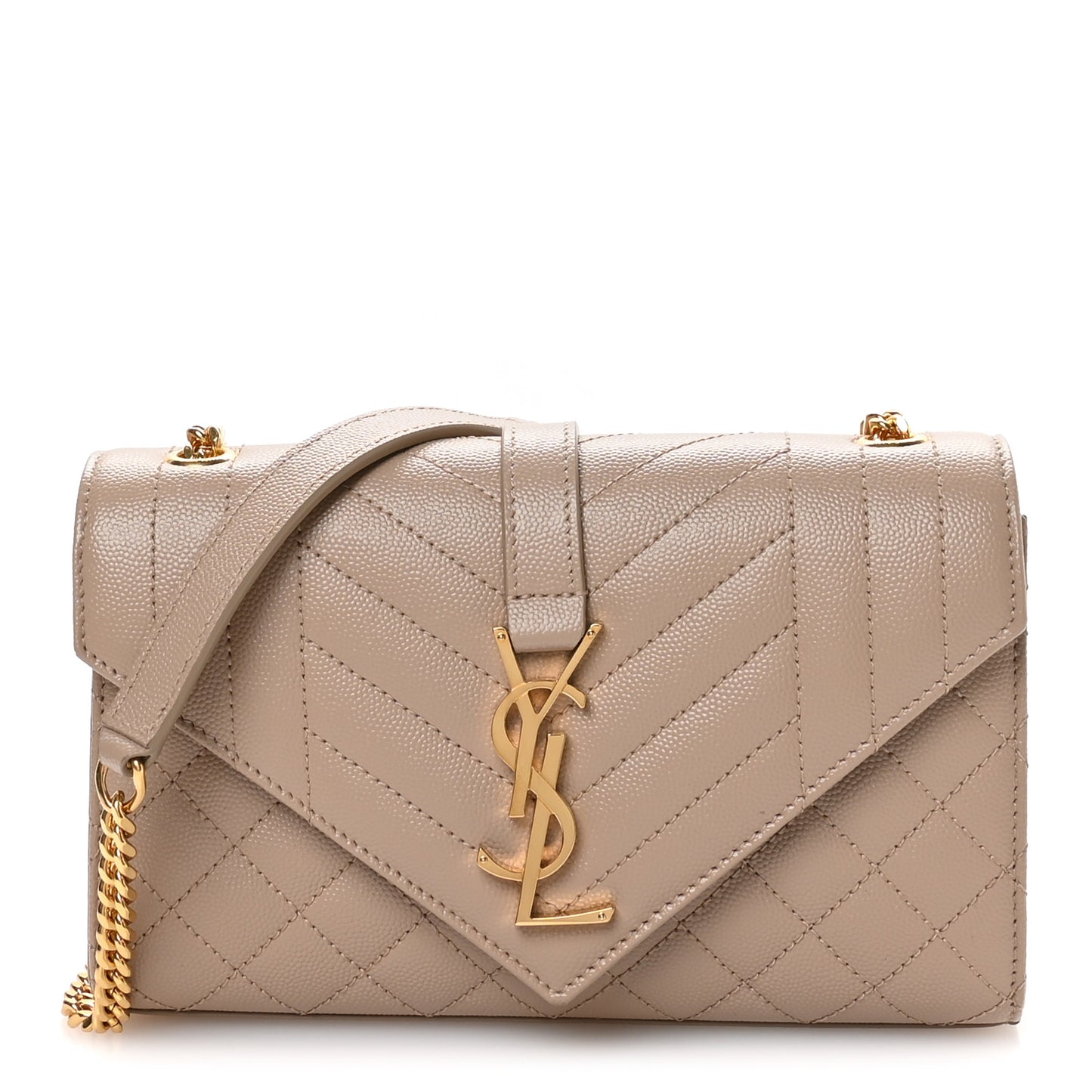Grain De Poudre Textured Mixed Matelasse Triquilt Small Monogram Satchel Dark Beige