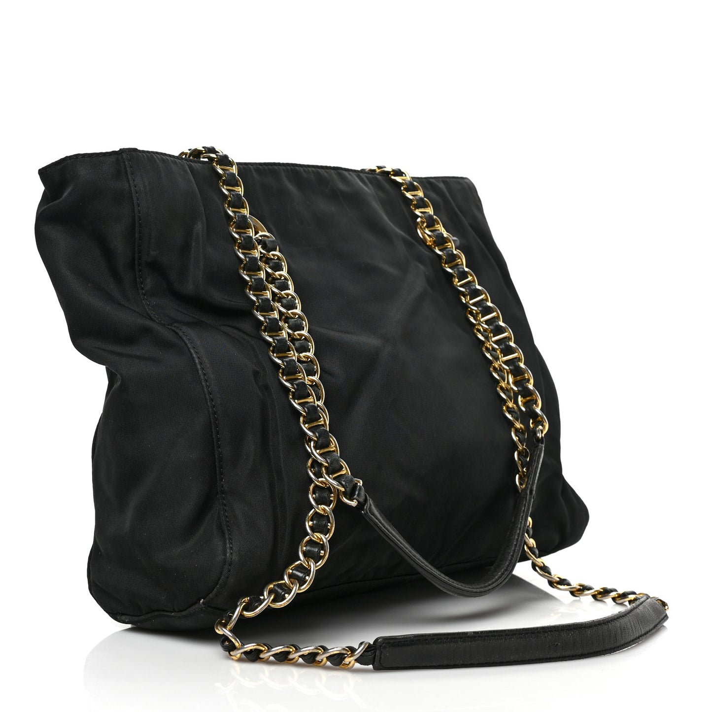 Tessuto Nylon Chain Shoulder Bag Black