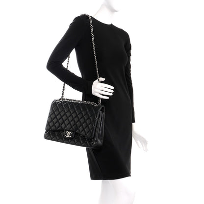 Chanel Lambskin Quilted Maxi Double Flap Black 2 of 13