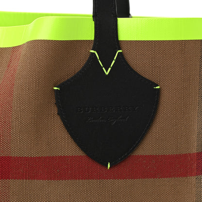 Burberry Canvas Mega Check The Giant Reversible Tote Black Neon Yellow 9 of 17