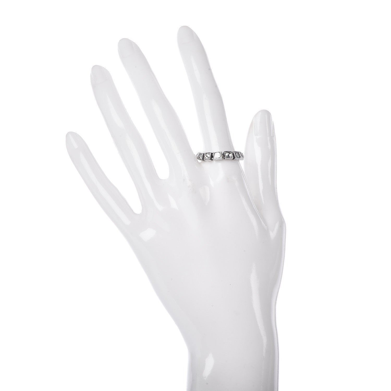 Tiffany 18K White Gold Diamond T Line Band Ring 56 7.75 2 of 5