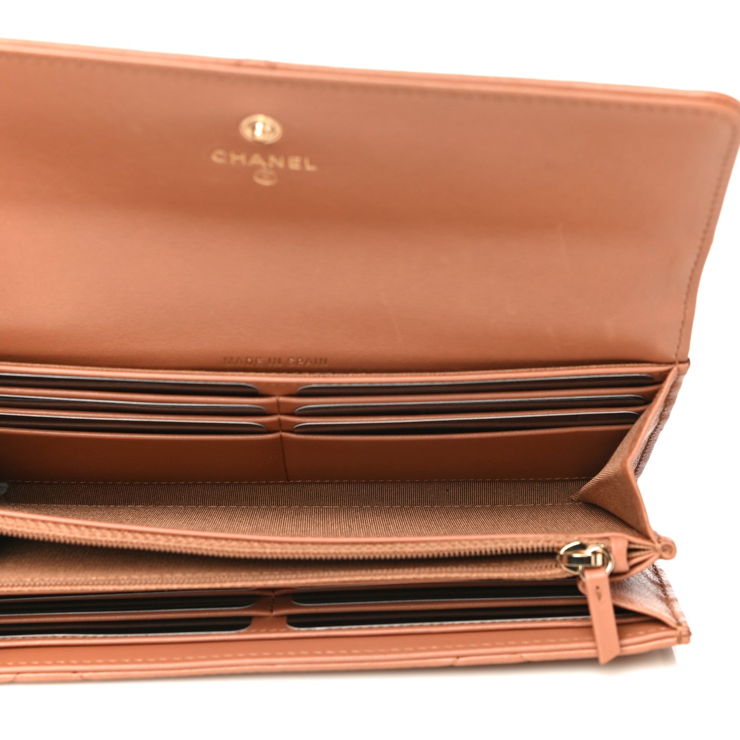 Lambskin Quilted Chanel 19 Flap Wallet Brown