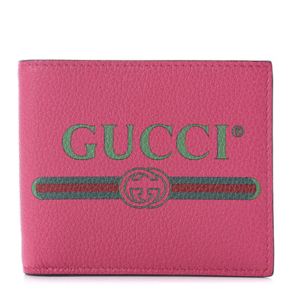 Gucci Grained Calfskin Logo Bi-Fold Wallet Box Pink Green 1 of 7