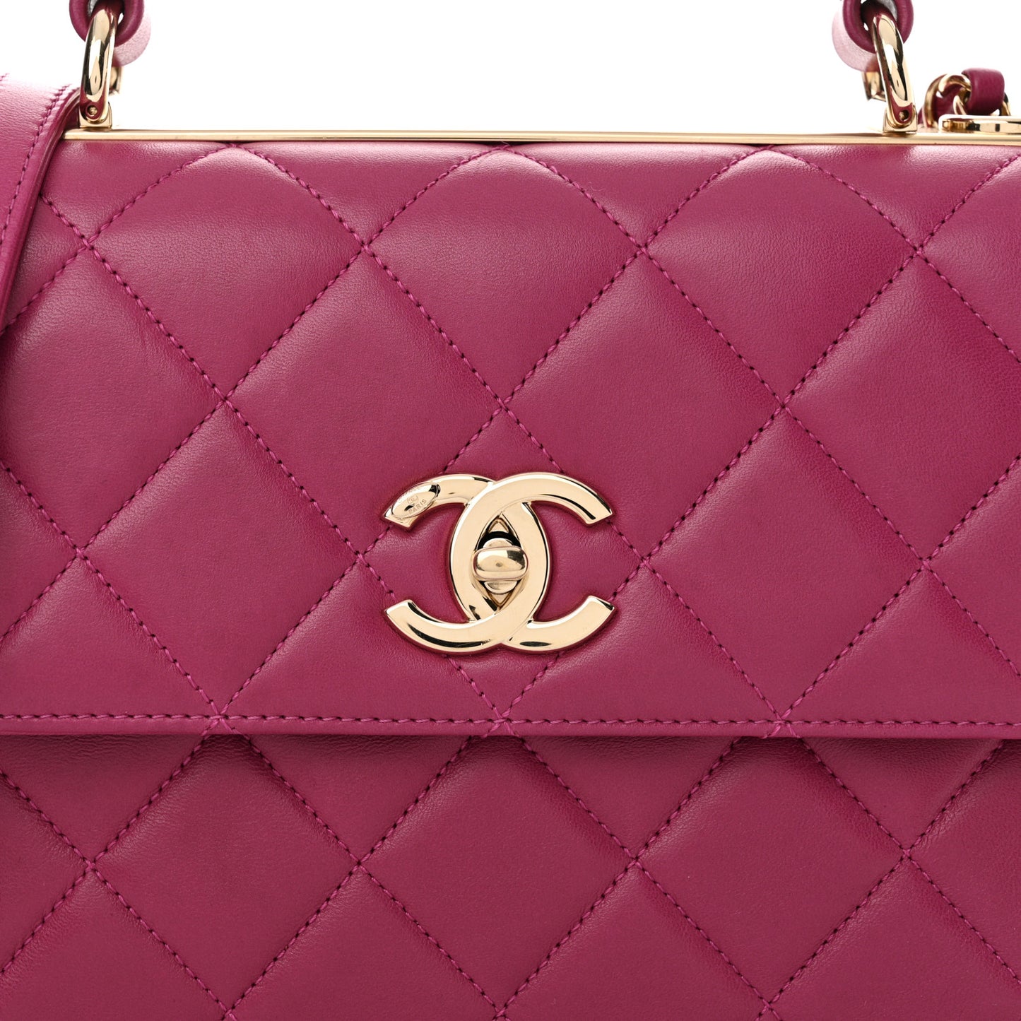 Lambskin Quilted Small Trendy CC Flap Dual Handle Bag Purple