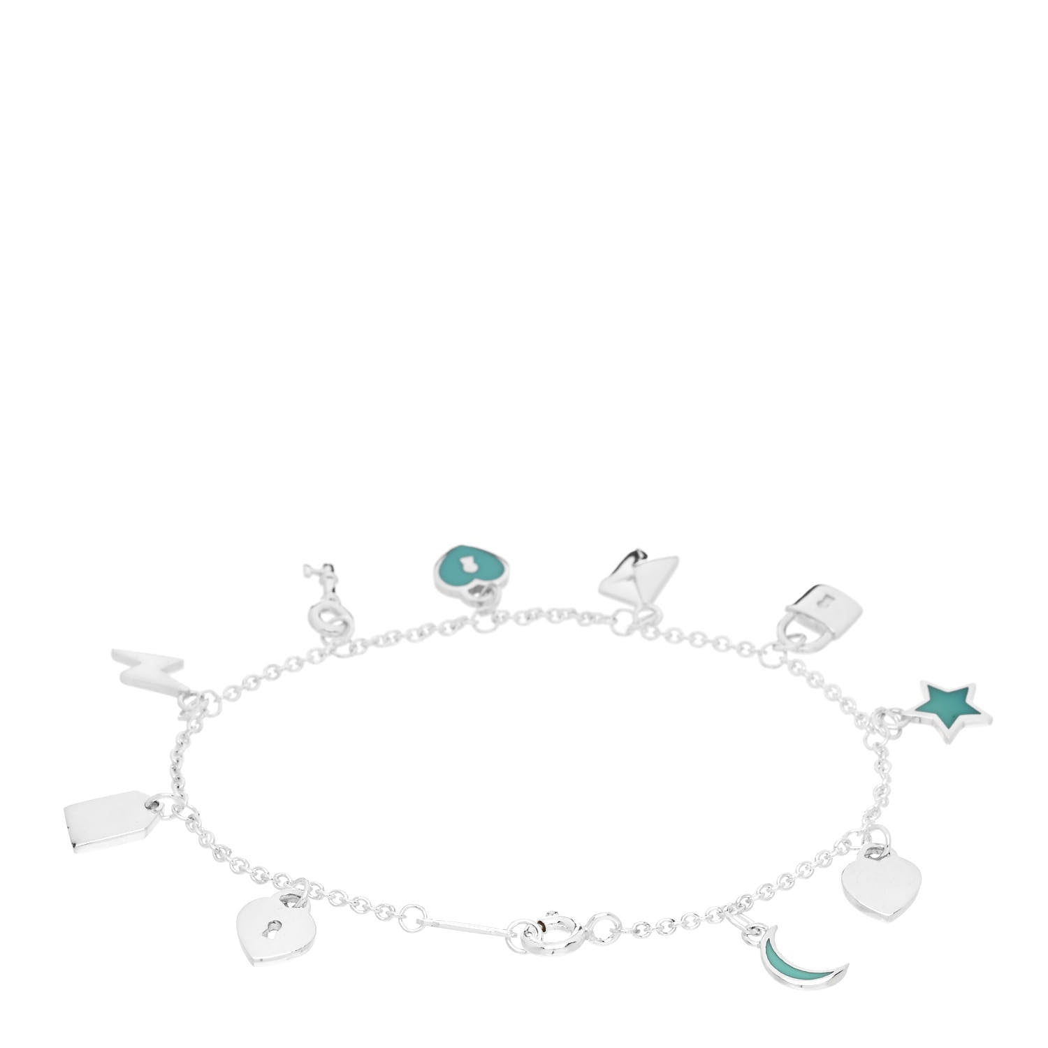Tiffany Sterling Silver Enamel Love Notes Charm Bracelet Blue 2 of 4