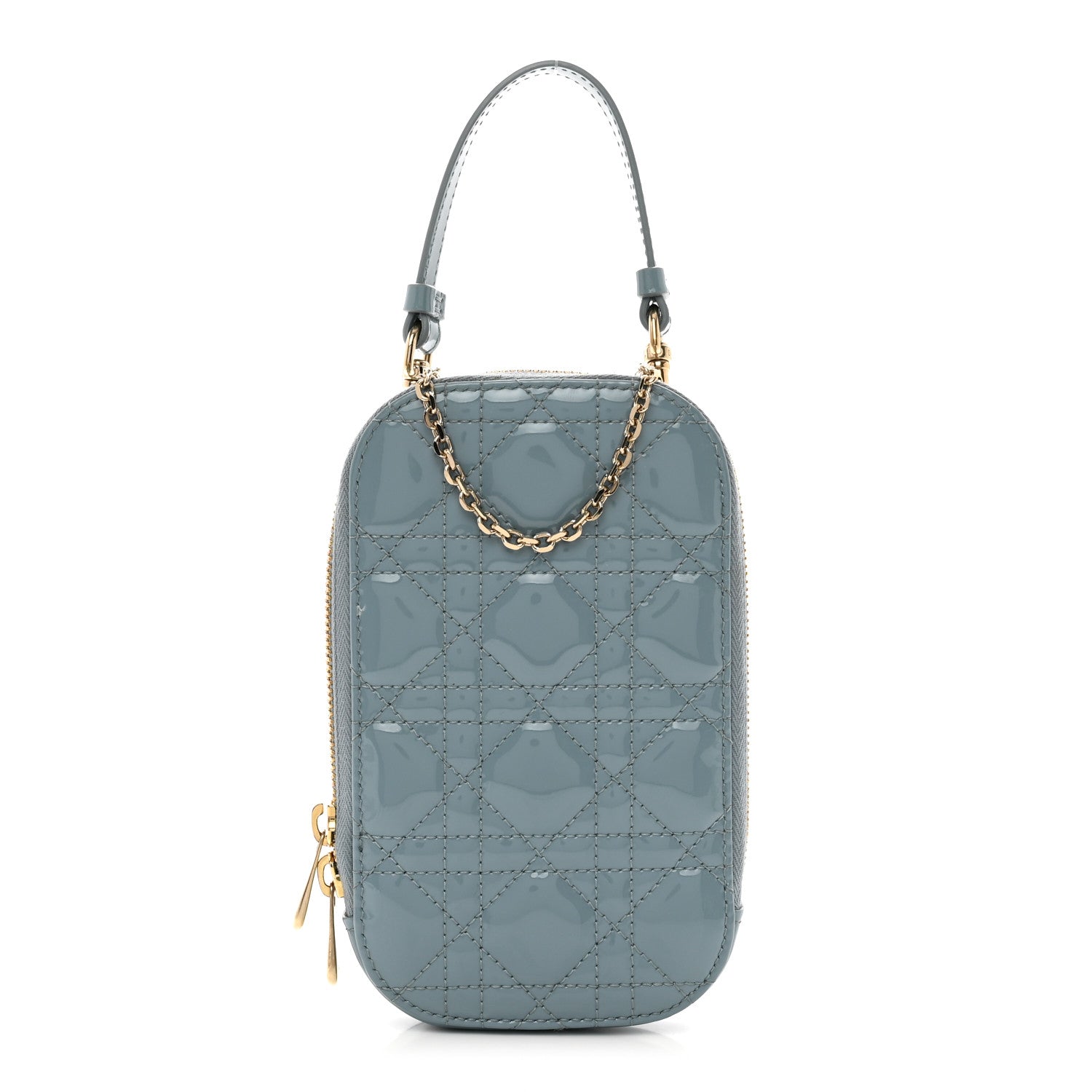 Christian Dior Patent Cannage Lady Dior Phone Holder Cloud Blue 1 of 9