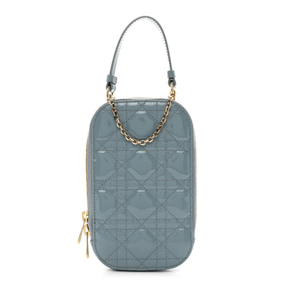 Christian Dior Patent Cannage Lady Dior Phone Holder Cloud Blue 1 of 9