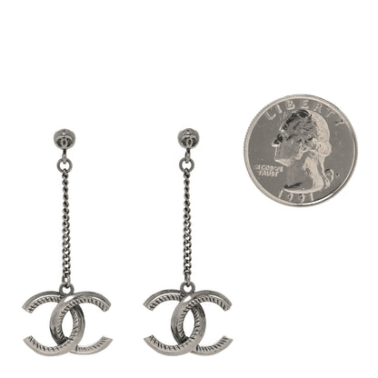 Chanel CC Drop Earrings Ruthenium 2 of 4