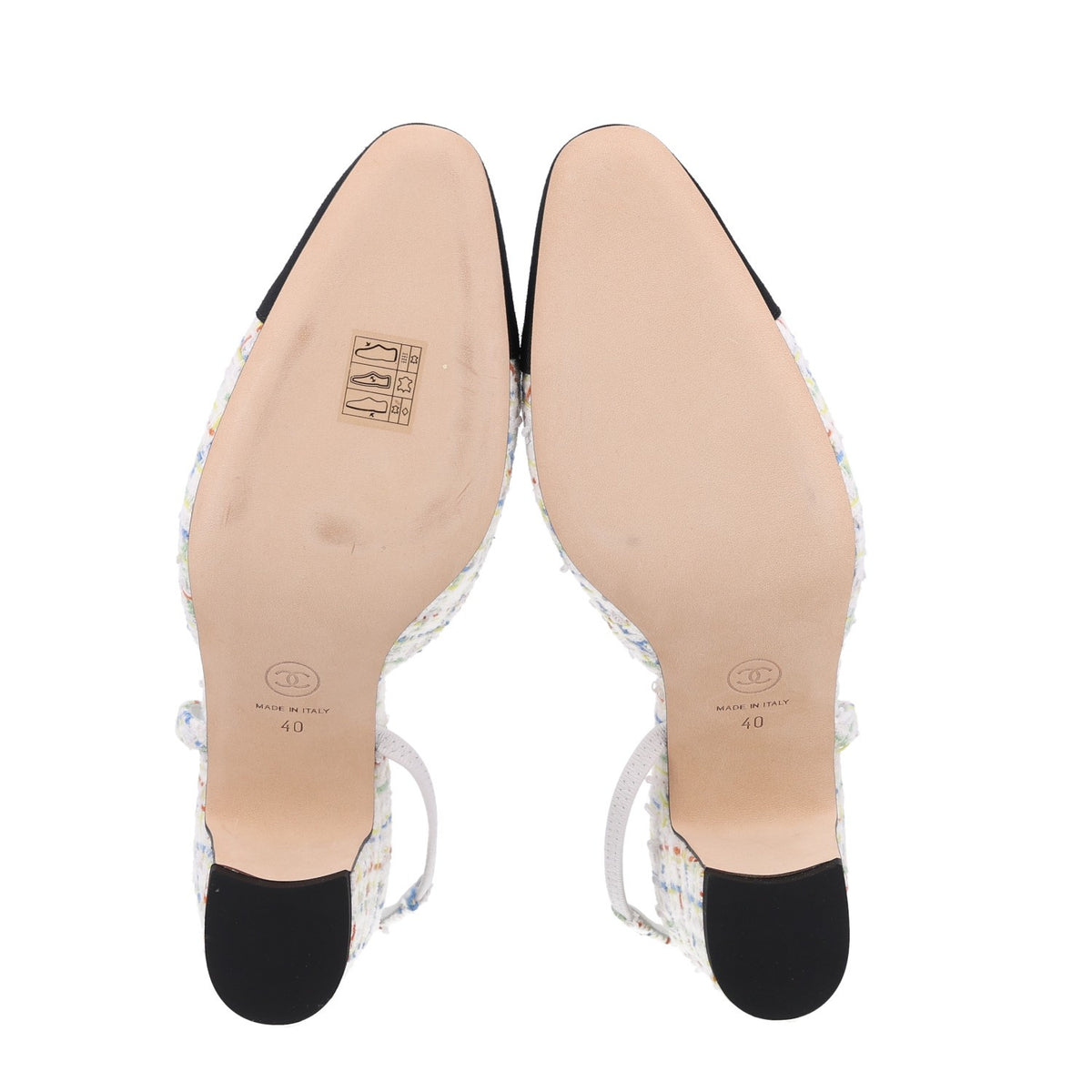 Chanel Tweed Grosgrain Cap Toe CC Slingback Pumps 40 White Multicolor 7 of 11