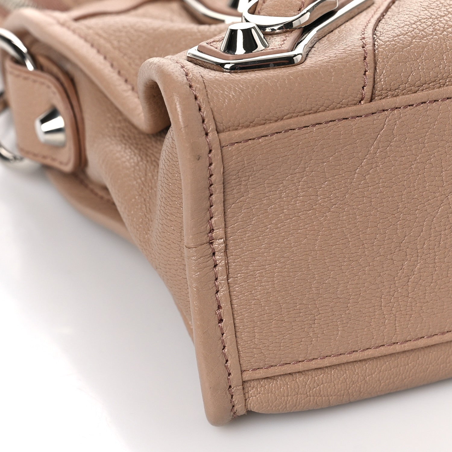 Balenciaga Shiny Goatskin Silver Metallic Edge Hardware Mini City Rose Des Sables 7 of 8