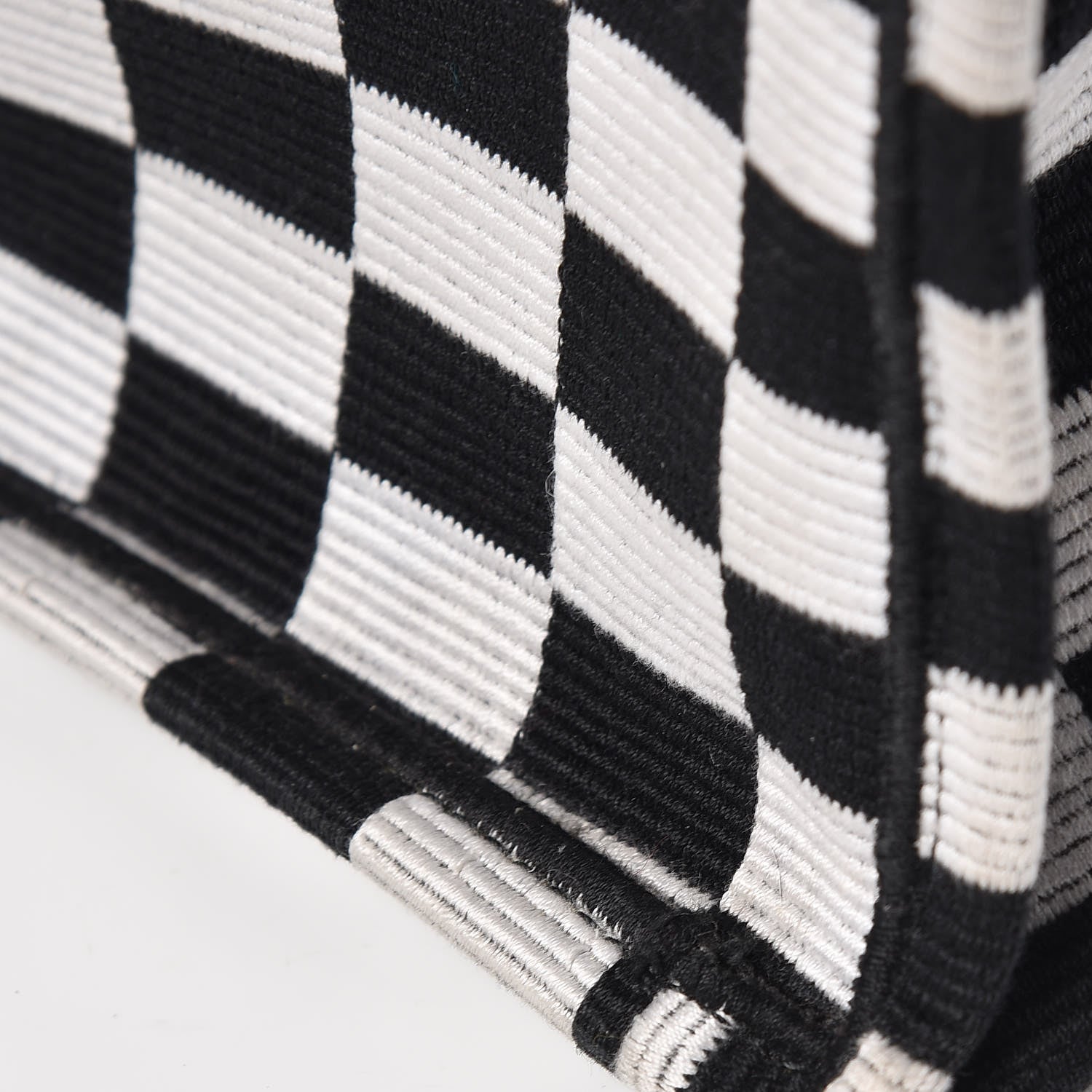 Christian Dior Canvas Embroidered Checkered Book Tote Black White 8 of 14