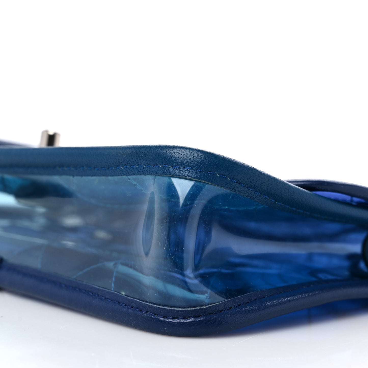 PVC Lambskin Stitched Mini Coco Splash Flap Blue