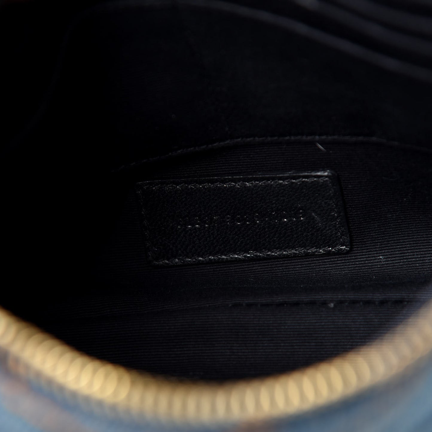 Denim Matelasse Chevron Monogram A5 Wristlet Blue