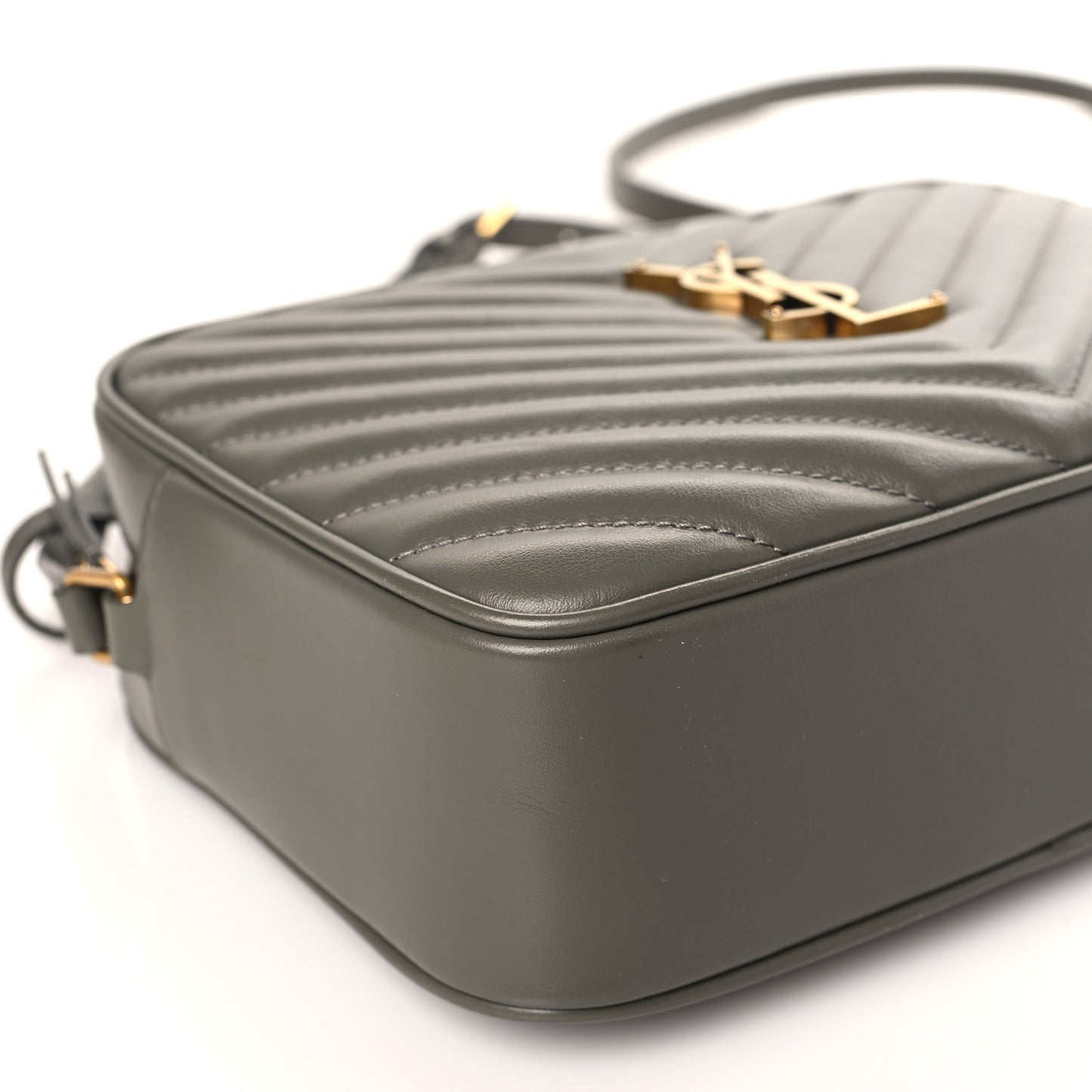 Calfskin Matelasse Monogram Lou Camera Bag Grey Kaki