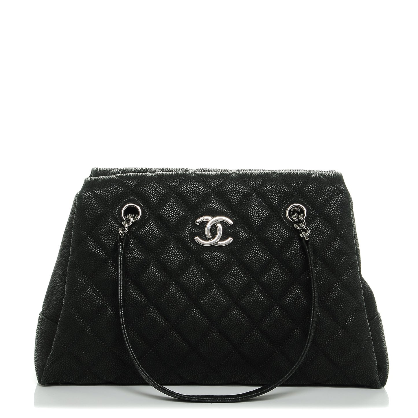 Iridescent Caviar Quilted Lady Pearly Tote Black