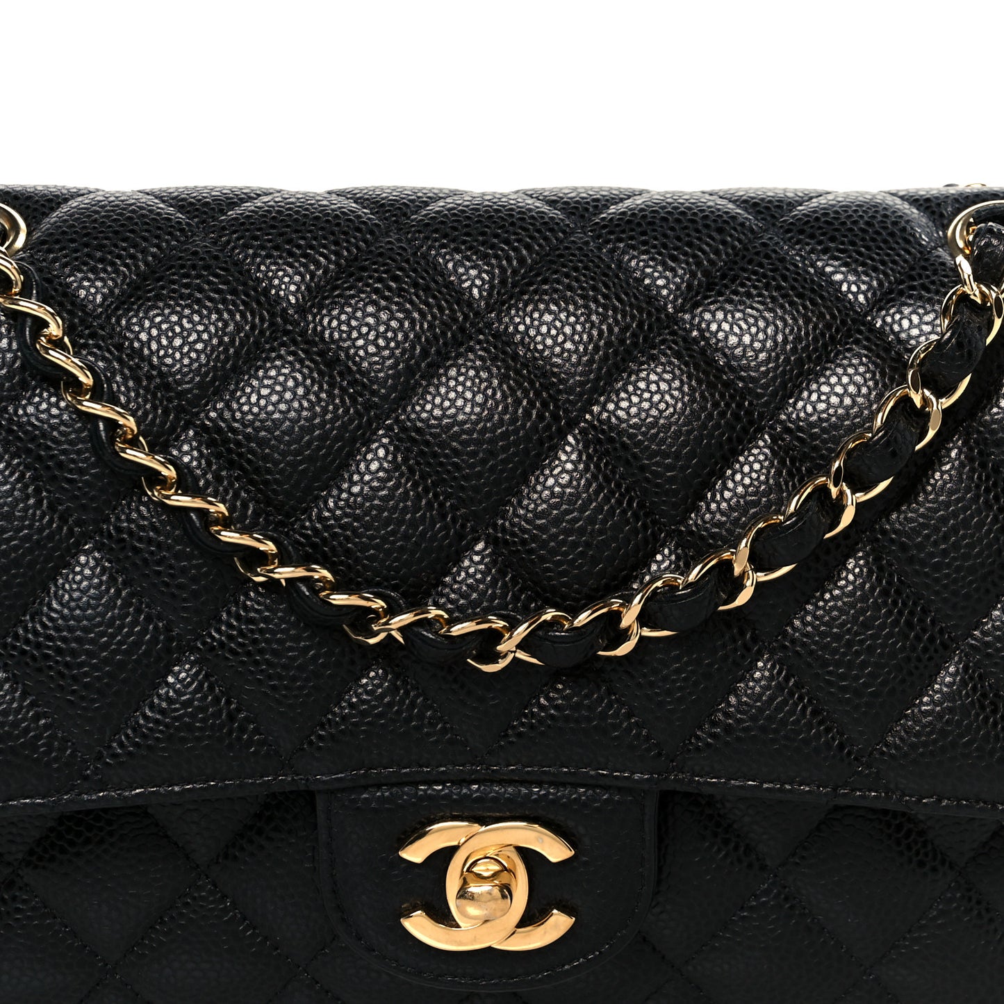 Caviar Quilted Medium Double Flap Black