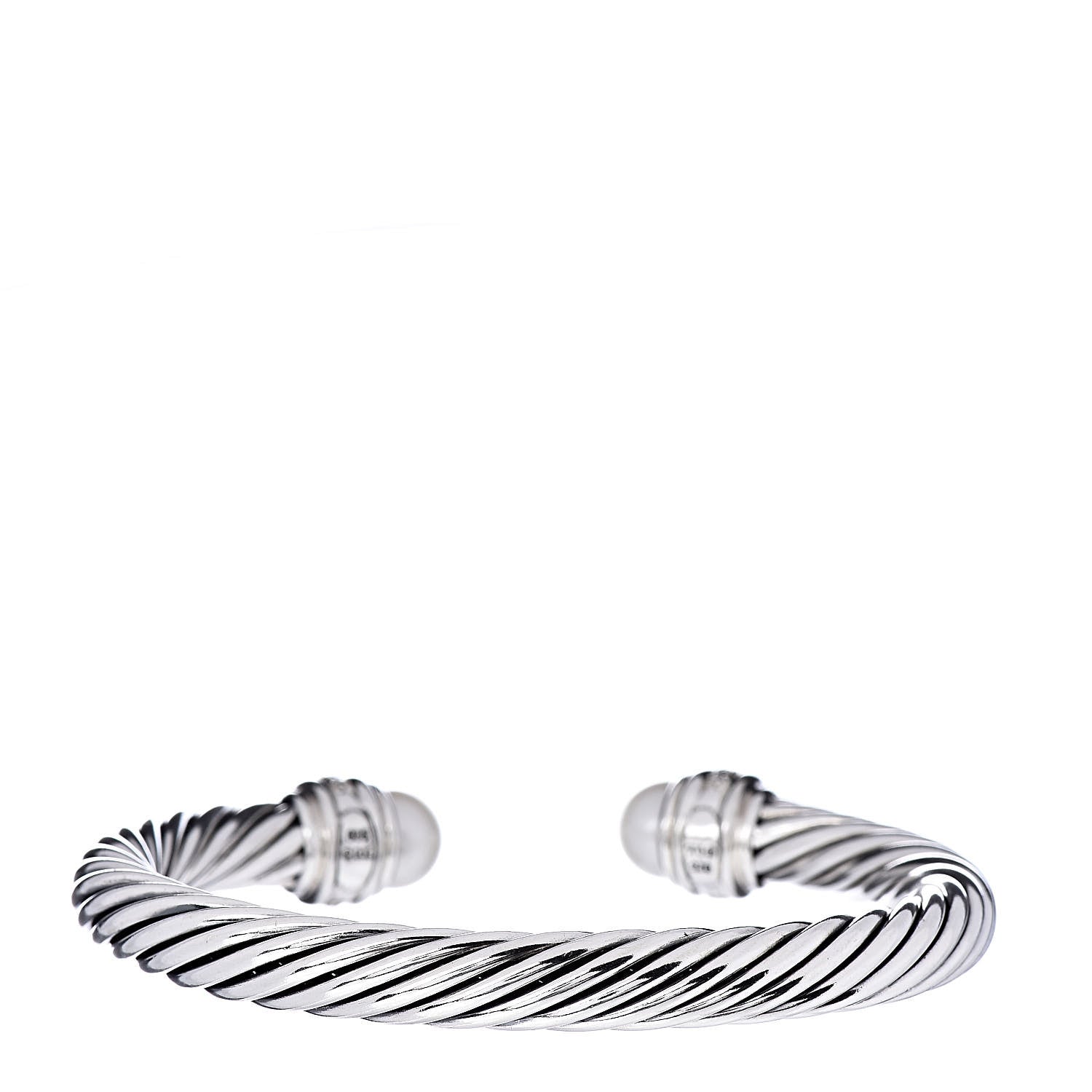 David Yurman Sterling Silver Diamond Pearl 7mm Cable Classics Bracelet 3 of 4