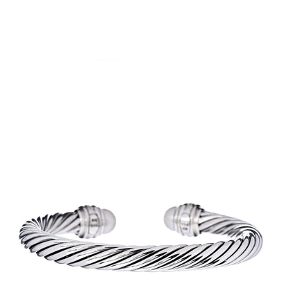 David Yurman Sterling Silver Diamond Pearl 7mm Cable Classics Bracelet 3 of 4