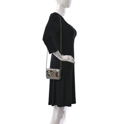 Prada Metallic Nappa Impunture Embellished Diagramme Mini Bag Cromo 2 of 14
