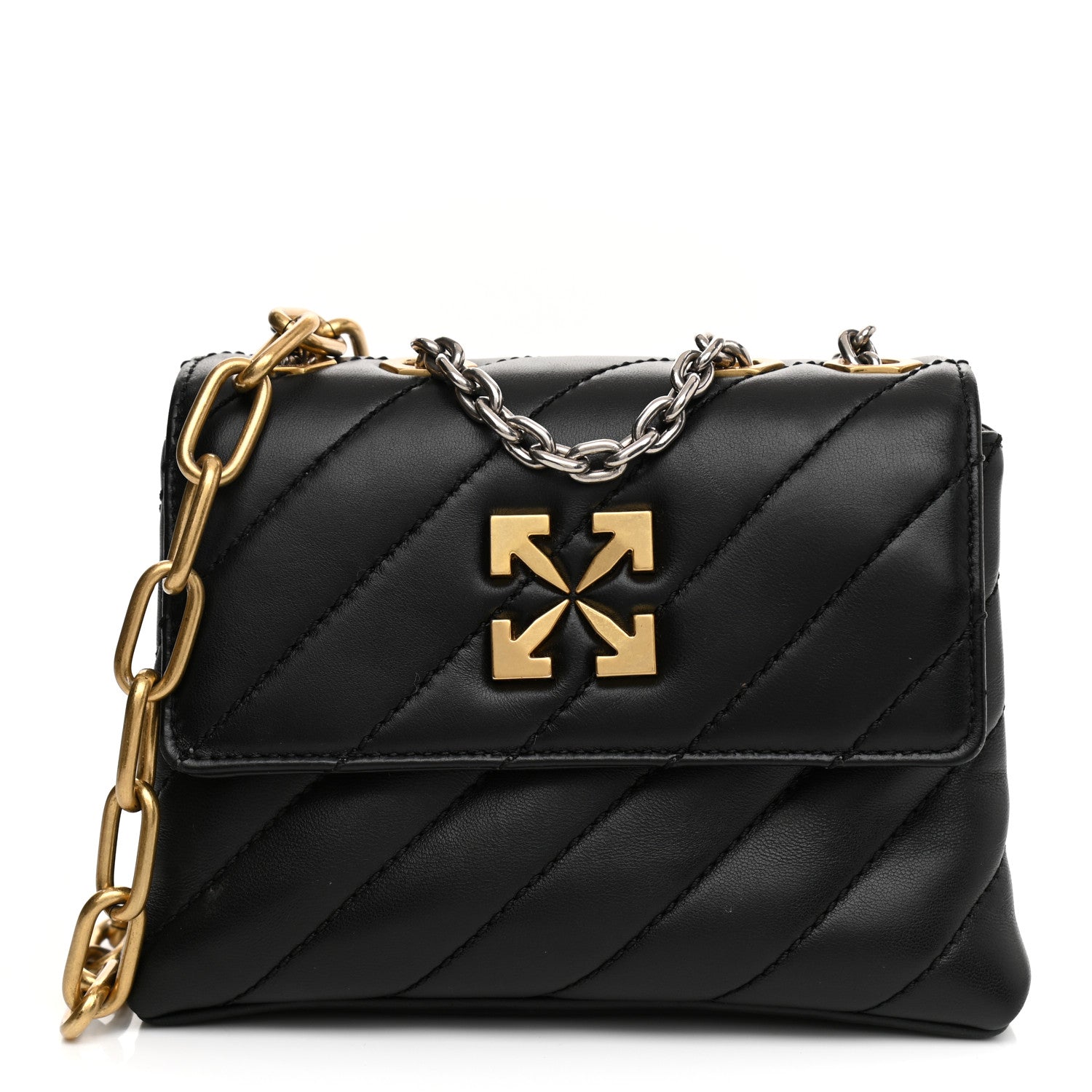 Off-White Calfskin Diagonal Quilted Jackhammer 19 Shoulder Bag Black 1 of 11