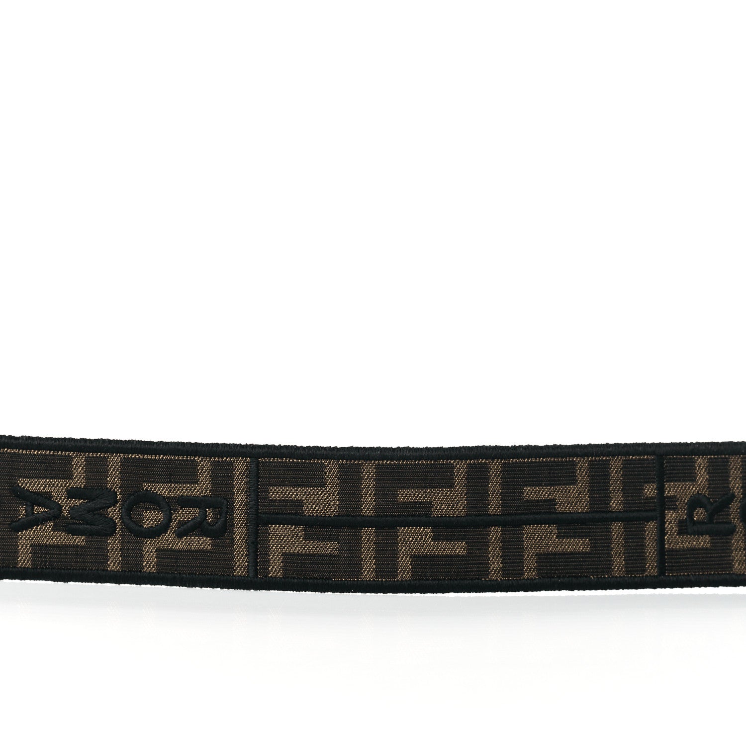 Fendi Fabric Jacquard FF 1974 Logo Threaded Edge Strap You Tobacco Moro Black 5 of 6