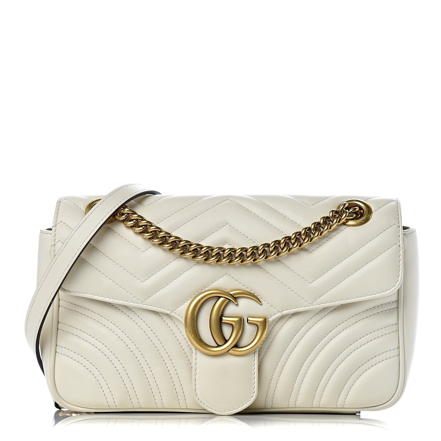Gucci Calfskin Matelasse Small GG Marmont Shoulder Bag White 1 of 13