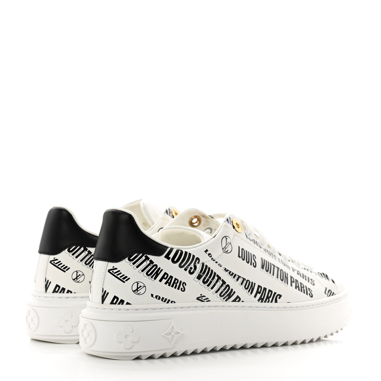 Calfskin Printed Time Out Trainer Sneakers 39 White