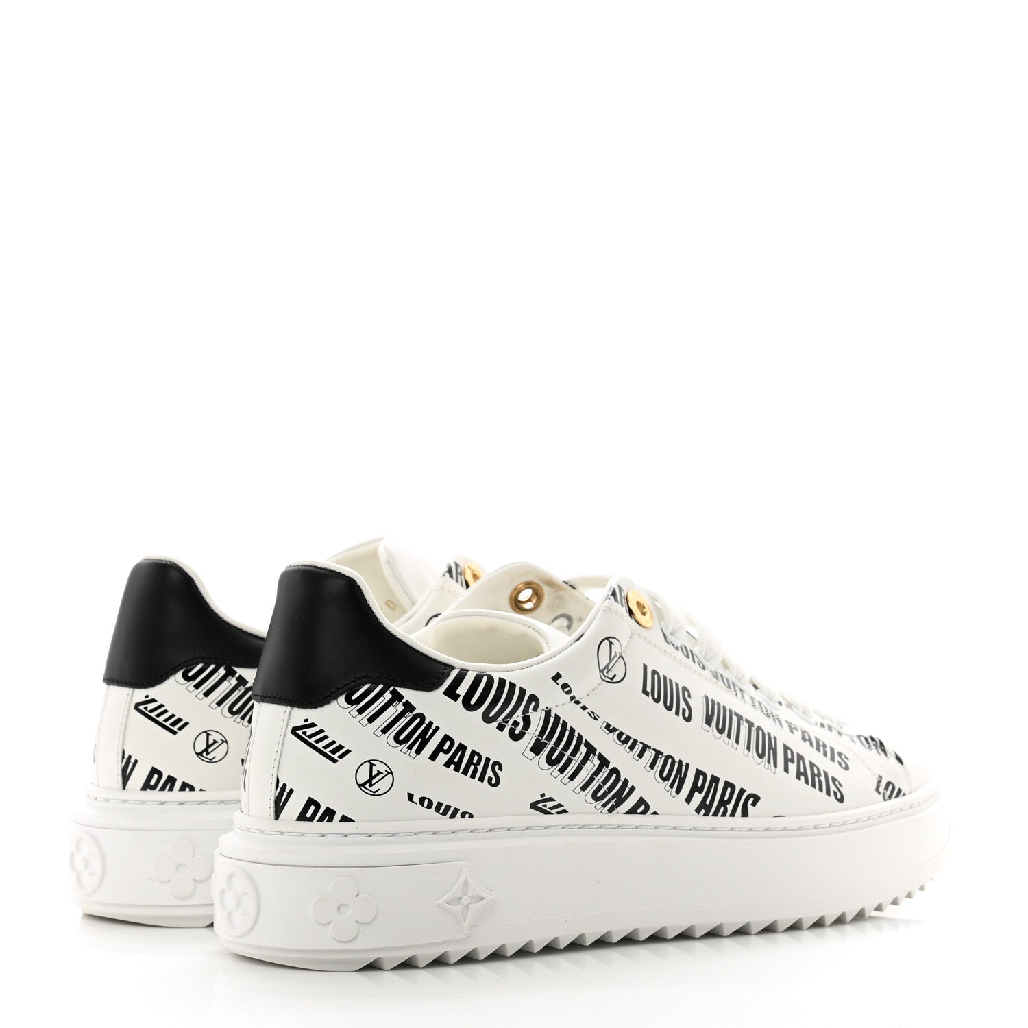Louis Vuitton Calfskin Printed Time Out Trainer Sneakers 39 White 4 of 10