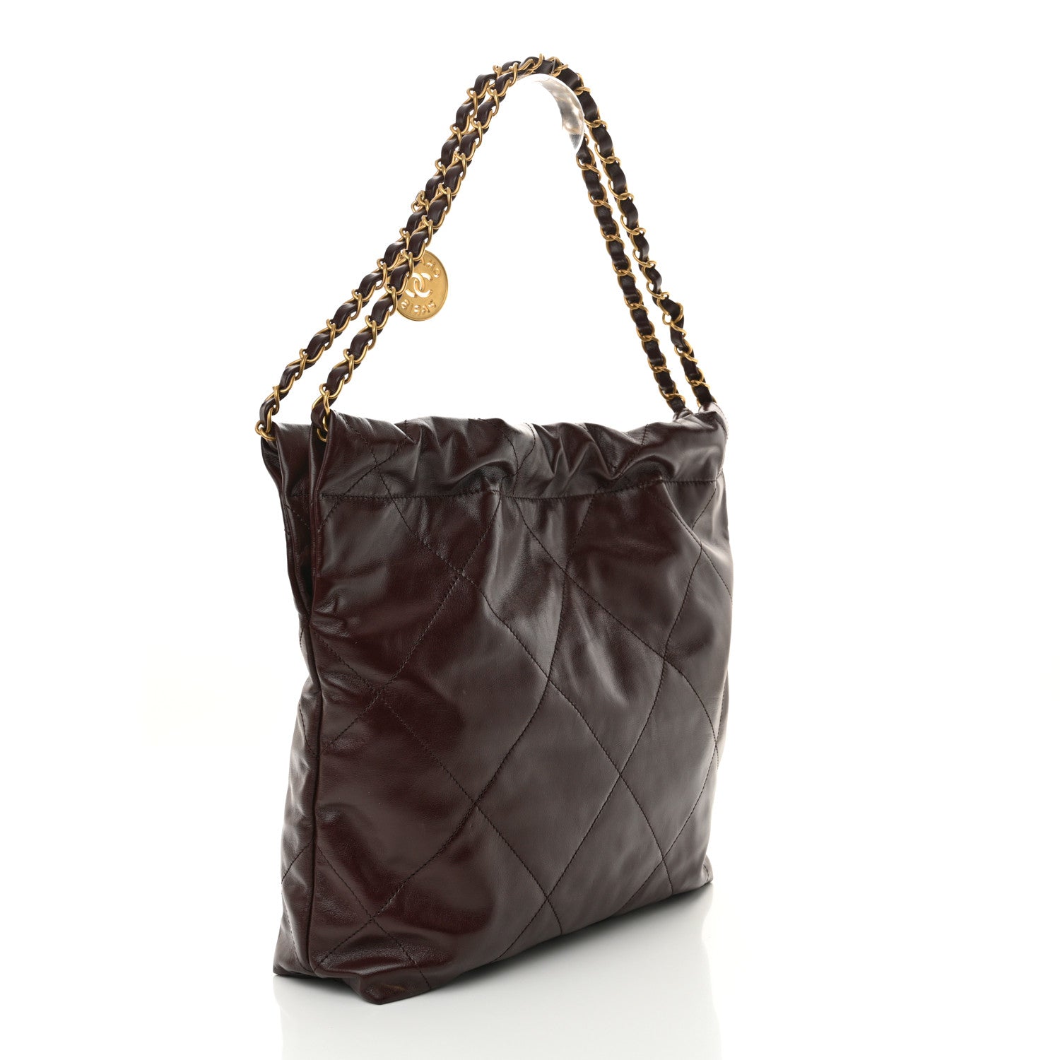 Chanel Shiny Calfskin Quilted Small Chanel 22 Dark Brown 4 of 11