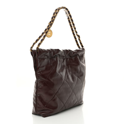 Chanel Shiny Calfskin Quilted Small Chanel 22 Dark Brown 4 of 11