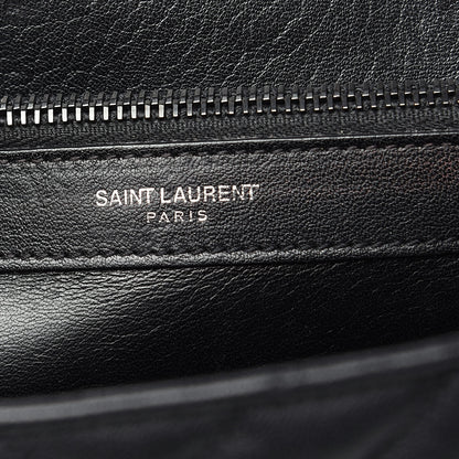 Saint Laurent Sheepskin Matelasse Chevron Monogram Monochrome Large College Satchel Black 6 of 14